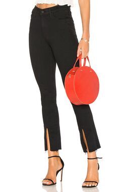 MOTHER Black Insider Slit Ankle Fray Denim Jeans Not Guilty Mid Rise SIZE 25